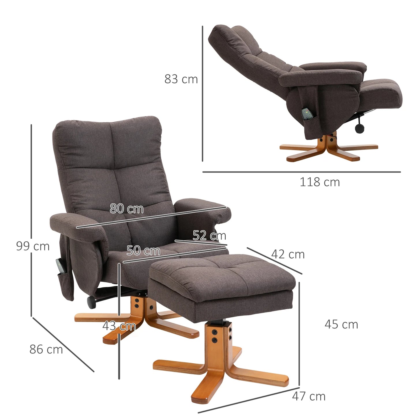 Massagefauteuil – Relaxstoel – Massagestoel – Comfortfauteuil – 10 Massagepunten – Verstelbare Rugleuning 145 Graden