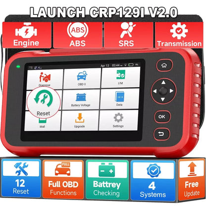 OBD2 Diagnosescanner – Autodiagnose – Foutcode Uitlezer – Motor Diagnostiek – ABS Controle – 5 Inch Touchscreen – 12 Servicefuncties