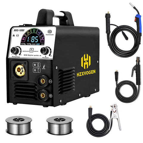 Hzxvogen - Lasmachine - Elektrische lasmachine - 5 in 1 - Halfautomatische lasmachine - Gas Non-Gas IGBT Inverter - MIG lasser TIG ARC/MMA/MAG - Set 1 - Zwart