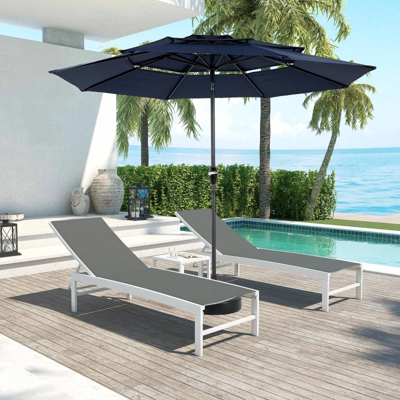 Parasol - Zweefparasol – Zonnescherm – Zonwering – Buitenluifel – Terrasbescherming – Balkon Schaduw – Handmatig Slingermechanisme – Waterbestendig Polyester - Marineblauw