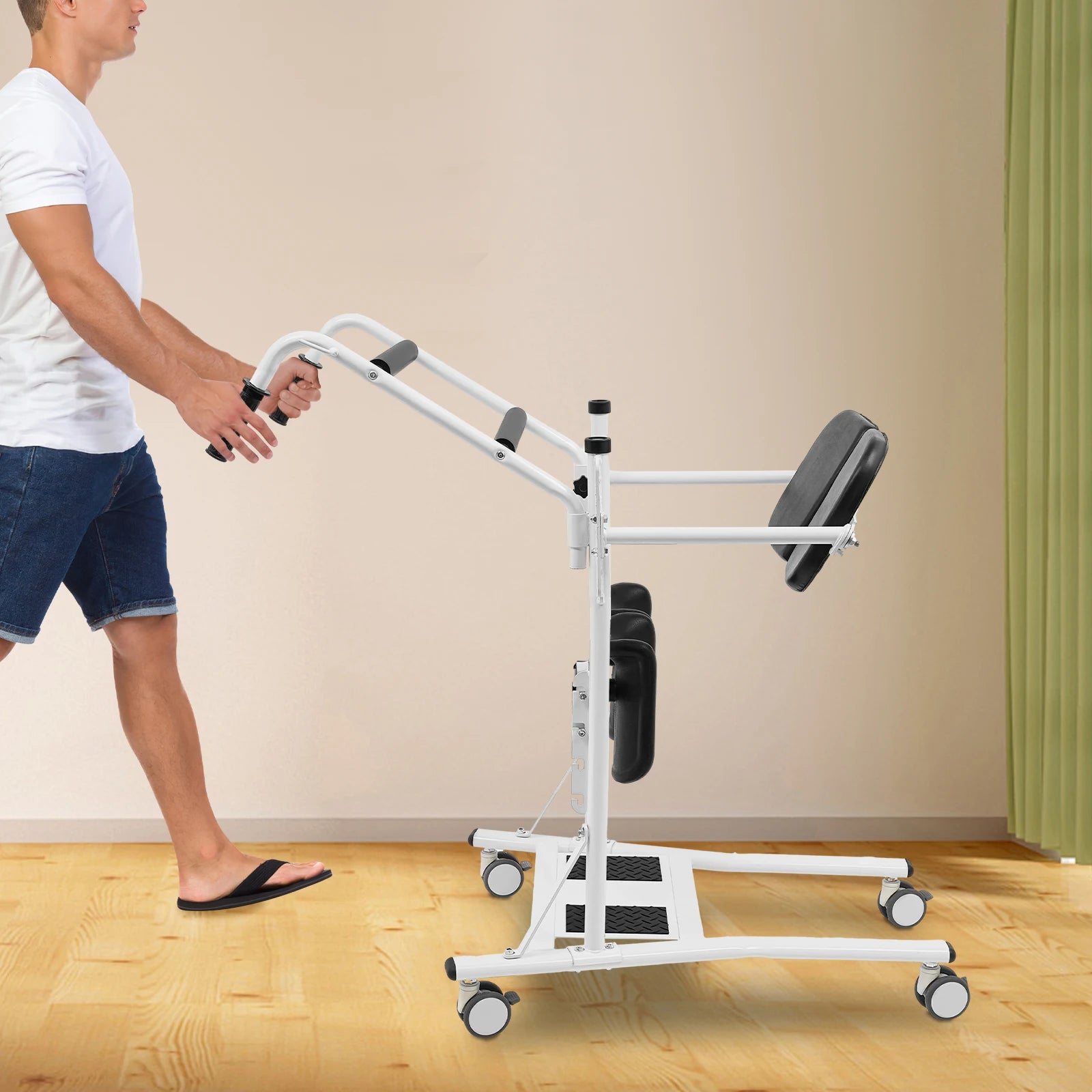 Sta-op Hulpmiddel – Sta-op Lift – Overplaatsingslift – Opstandhulp – Transferlift – Zitting en Kniestunen Verstelbaar – Max Draagkracht 120 kg – Carbonstaal Zwart - QUORE