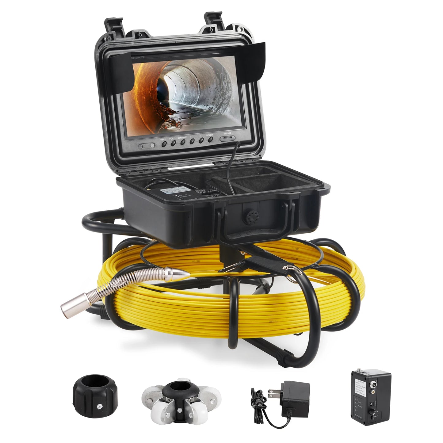 Rioolinspectiecamera – Afvoerinspectiecamera – Pijpencamera – Loodgieterscamera – Buizeninspectieapparaat – 9 Inch HD Kleurenscherm – IP68 Waterdicht Met 120 Meter Kabel