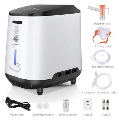 Zuurstofconcentrator – Oxygenerator – Zuurstofapparaat – Ademhalingsapparaat – Medisch Toestel – Instelbare Zuurstofstroom 1-7L – Stille Werking ≤50dB
