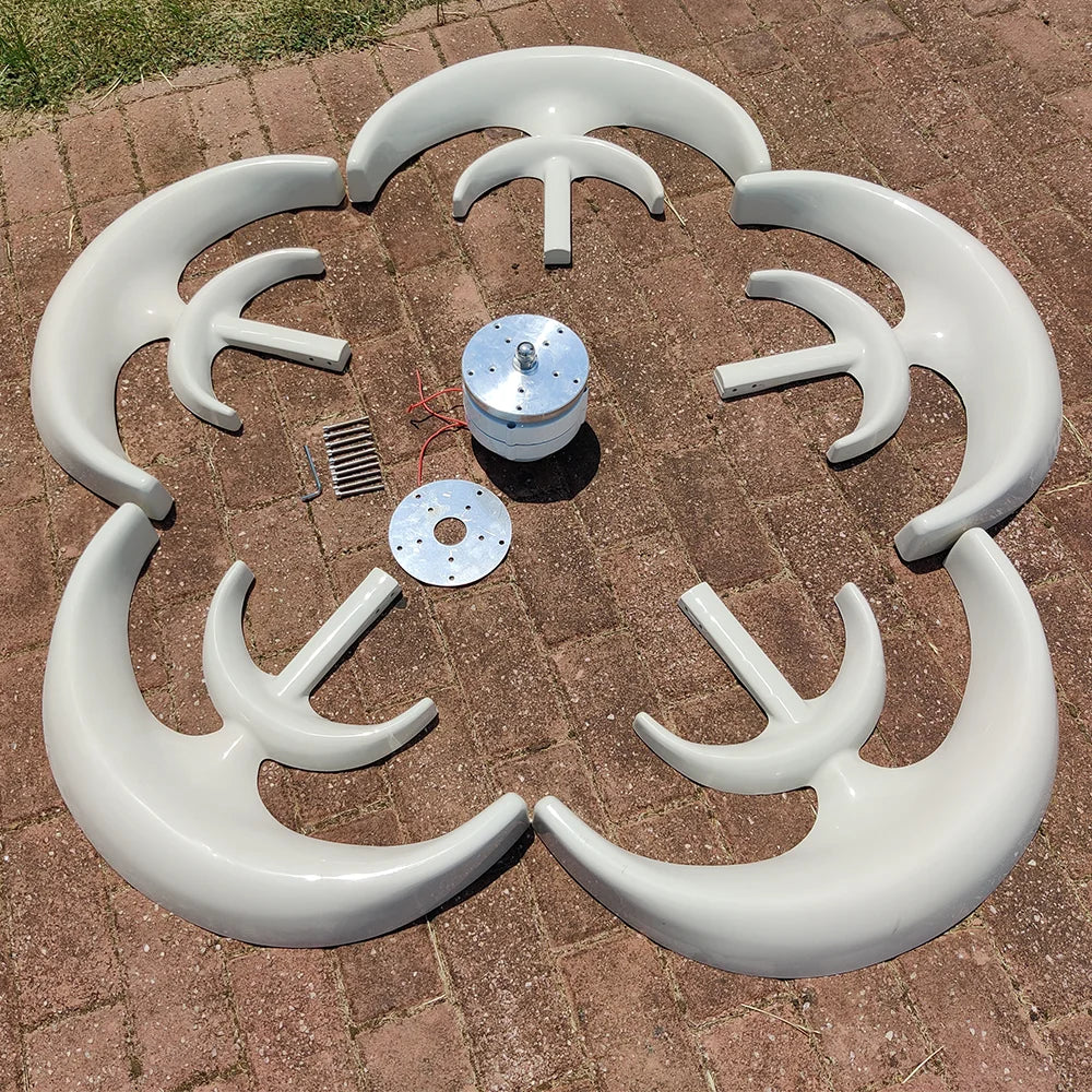 Windturbine - Windmolen - Windturbine Generator - Windenergie - Verticaal As - 3000W - 48V - Met LCD Hybride Regeling - 5 Messen - Stille en Efficiënte Energieoplossing - voor Thuisgebruik
