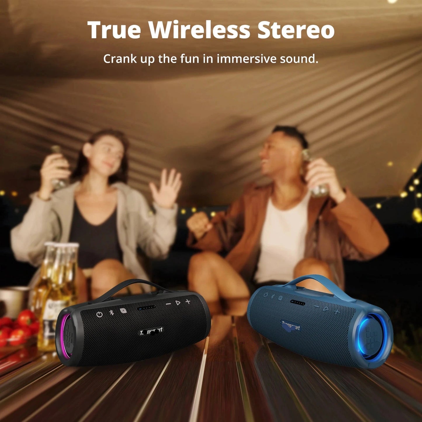 Bluetooth Speaker - Party Speaker - 50W - Draadloze - Draagbare - Waterdichte - Powerbank Functie - 20 Uur Speeltijd - Voor Camping & Feestjes - Blauw