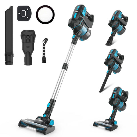 Cordless Stick Vacuum Cleaner - Stick Vacuum Cleaner - Vacuum Cleaner - Cordless Stick Vacuum Cleaner - Powerful Suction - 20KPa - 6-in-1 Stick Vacuum Cleaner - 145W - Blue