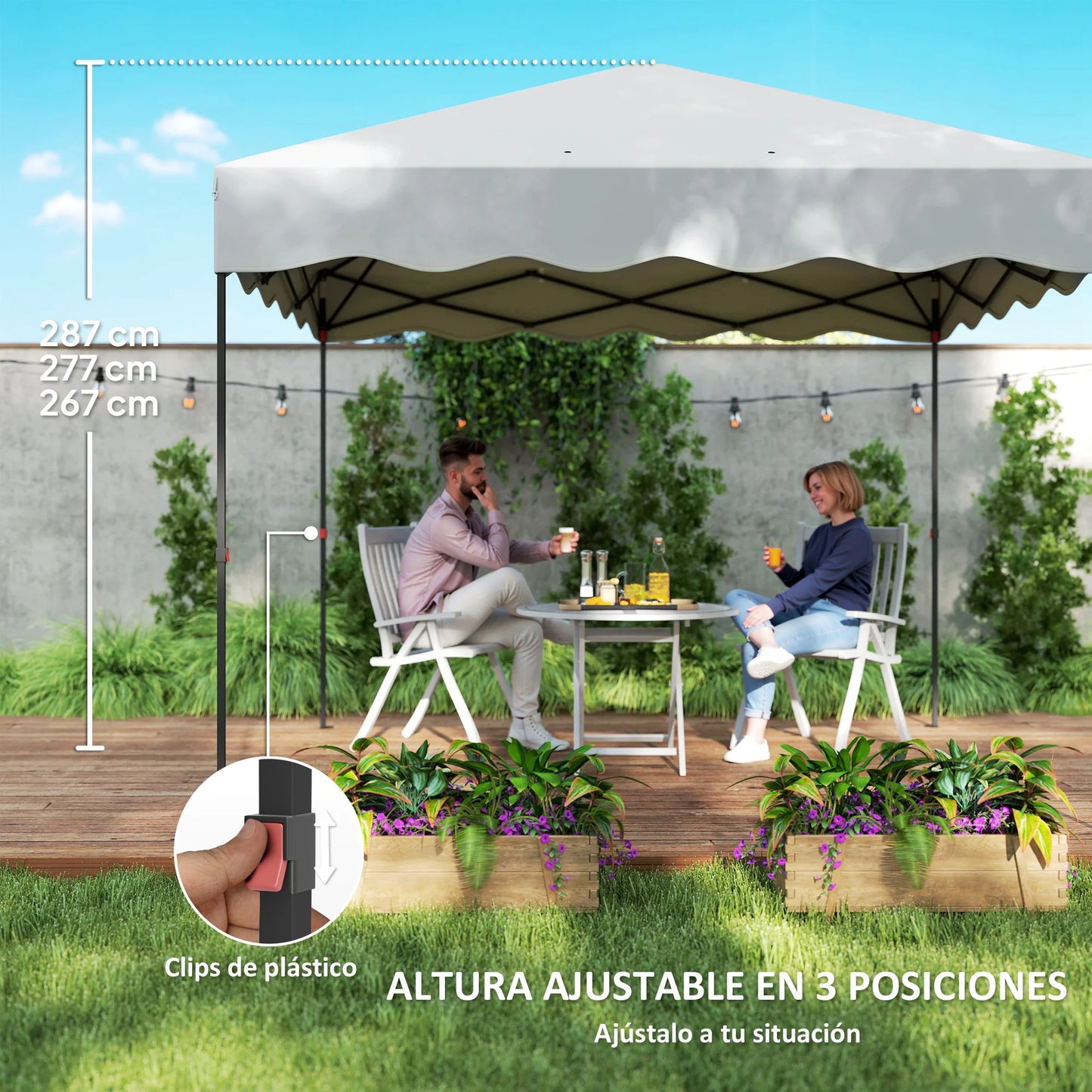 Outsunny Folding Pop-Up Gazebo Tent 3X3 m with Uv 50+ Protection