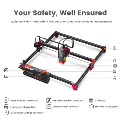 AlgoLaser Laser Engraving Machine DIY KIT MK2 10W High Precision Laser Spot Cutting Machine 3.5Inch Touch Screen Laser Engraver - QUORE