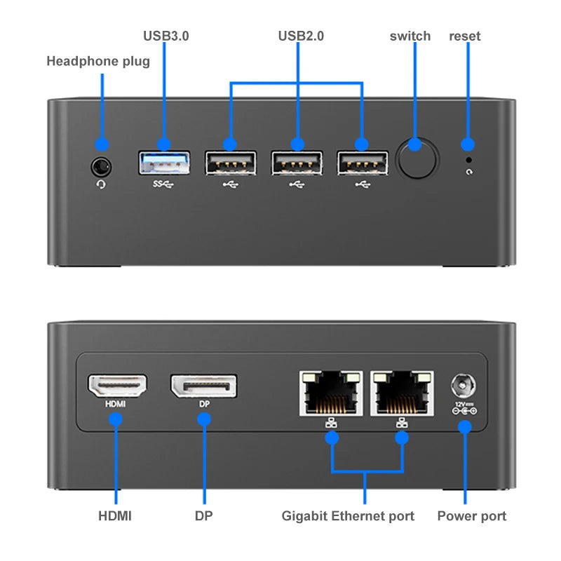 MicroData - Computer - Gaming PC -Mini Desktop - PC - Mini PC - N100 - Intel 12e generatie - 16G 512G