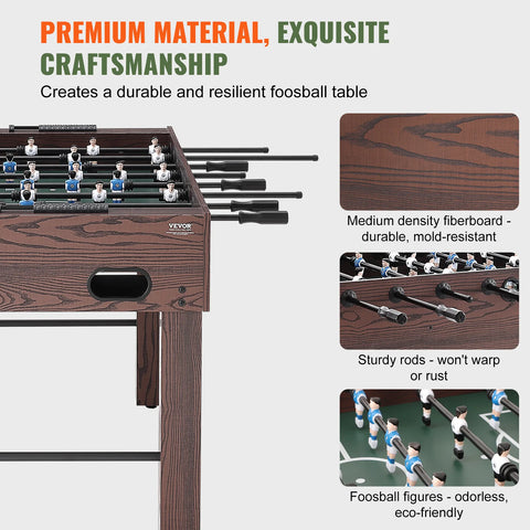 Football Table - Football - Table Football Game - Football Table - Indoor - Full Size - 55 inch - for Family Football - with Table Football Set Including 4 Balls and 2 Cup Holders