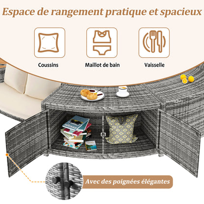 Ronde Tuinbank – Buitenlounge – Tuinmeubel – Loungeset – Zithoek – PE-Rattan – Weerbestendig