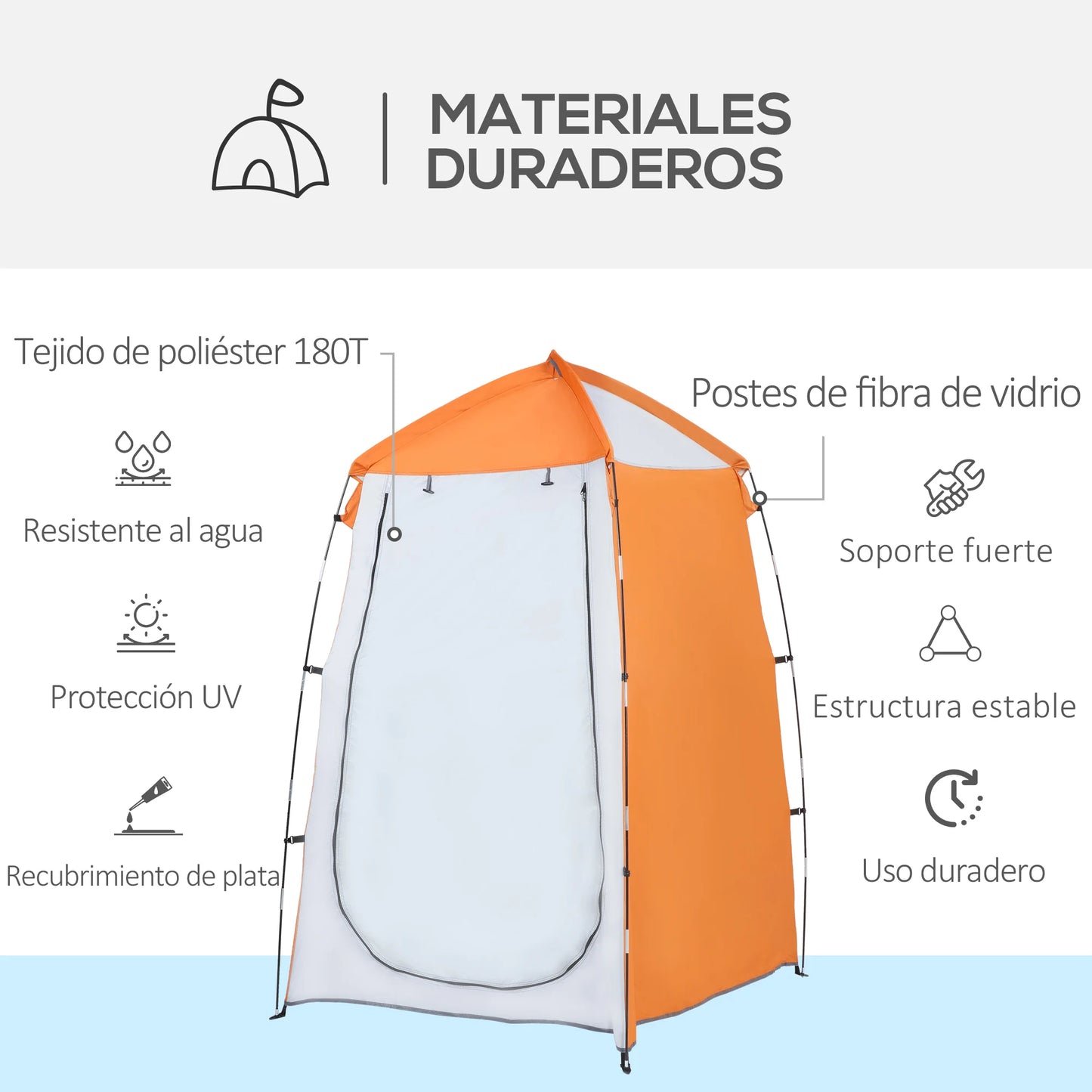 Draagbare - Camping - Douche - Tent  - UV25 - Bescherming - Privé - Badkamer - Kleedruimte - Met - Raam - En - Draagtas - 123x121x198cm - Oranje - QUORE