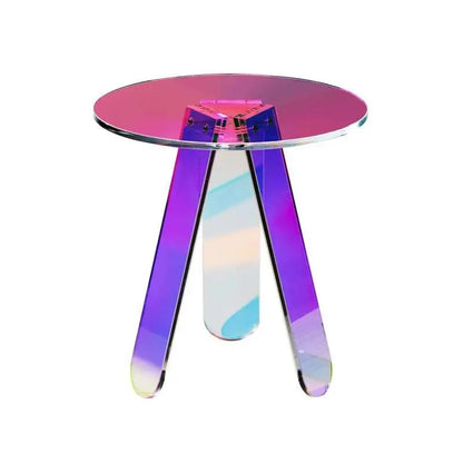 Koffietafel - Table - Coffe table - Living Room Table - Ronde iriserende bijzettafel - acryl bijzettafel - heldere regenboog acryl salontafel - voor voedselboek gebruikt in woonkamer en slaapkamer
