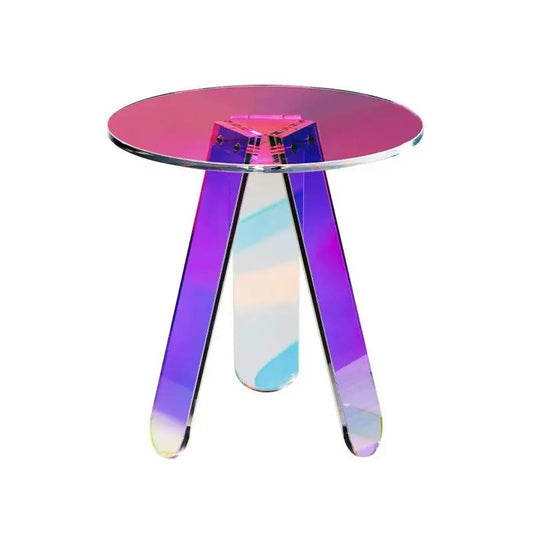 Coffee table - Table - Coffe table - Living Room Table - Round iridescent side table - acrylic side table - bright rainbow acrylic coffee table - for food book used in living room and bedroom