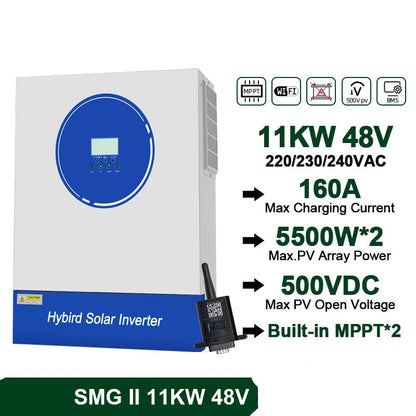 Zonne-omvormer – Hybride Omvormer – Solar Inverter – MPPT Laadregelaar – Zuivere Sinusgolf – 11 kW Vermogen – 160A Batterijlader