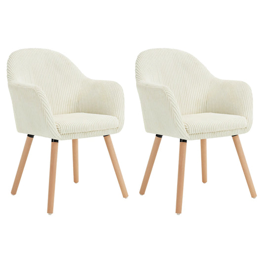 Eetkamerstoelen – Stoelen – Armstoelen – Dining Stoelen – Corduroy Bekleding – Massief Hout – Ergonomisch Design