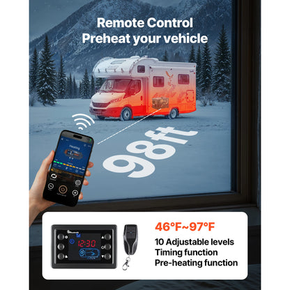 SucceBuy Diesel Heater 8KW DC 12/24V All in One Portable Diesel Air Heater with Bluetooth and LCD Car Heater Fit for Trucks Vans