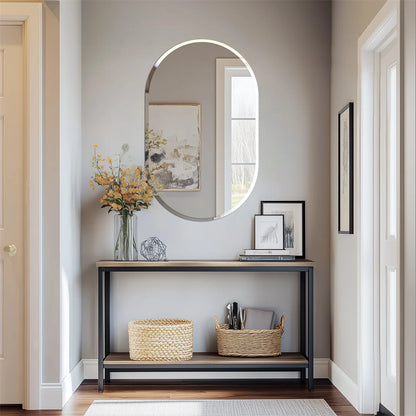 Langwerpige Ovale Spiegel – Wandspiegel – Badkamerspiegel – Frameloze Spiegel – Afgeschuinde Rand – 100x50 cm – Zilverkleurig Glas – Minimalistisch Design