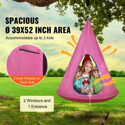 Hammock - Hammock for Two - Hanging Chair - Hamac - Hammock Chair - Kids Nest Swing Chair - Hanging Hammock Chair - with Adjustable Rope - for Children - Indoor and Outdoor Use - Pink