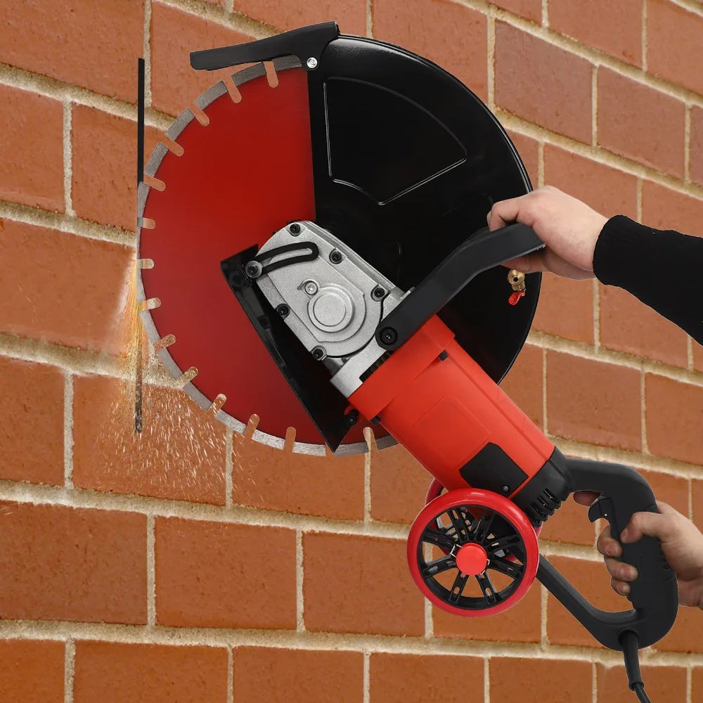 Elektrische Betonzaag - Betonfrees - Betonzagen -Steenzaagmachine - Muurfrees - Zaagmachine - 16 inch - 4000W - 3000 RPM - Nat/Droog Cirkelzaag - Stofvrije Snijmachine - met Wielen - voor Beton - Steen - en Baksteen - QUORE