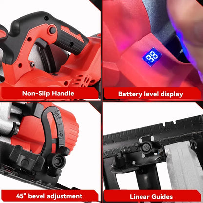 Elektrische Cirkelzaag - Zaag - Borstelloze - Efficiënt Houtbewerking Gereedschap - 7 Inch - 185mm - 11000RPM - LED & Draadloos - Zonder Batterij