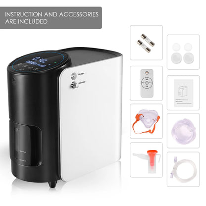 VARON Adjustable 1-7L/min Continuous Household Oxygen Concentrator Generator Home Care Oxygene Machine AC100-240V