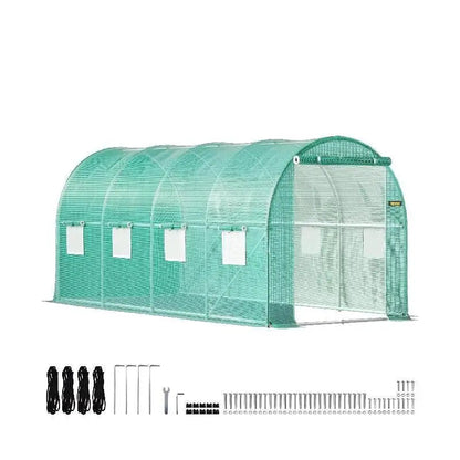 Tunnelkas Walk-In - Broeikas - Tuinkas - Waterdicht PE Doek - Met Gaasramen & Ritsdeur - Verzinkt Stalen Frame - 20x10x7ft - Voor Groenten en Bloemen