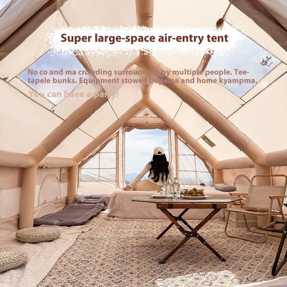 Opblaasbare Tent – Kampeertent – Familietent – Glamping Tent – Schuurtent – 4x3x2,1 m – Stevig Oxford Materiaal – Snel Opblaasbaar Met Draagtas - QUORE
