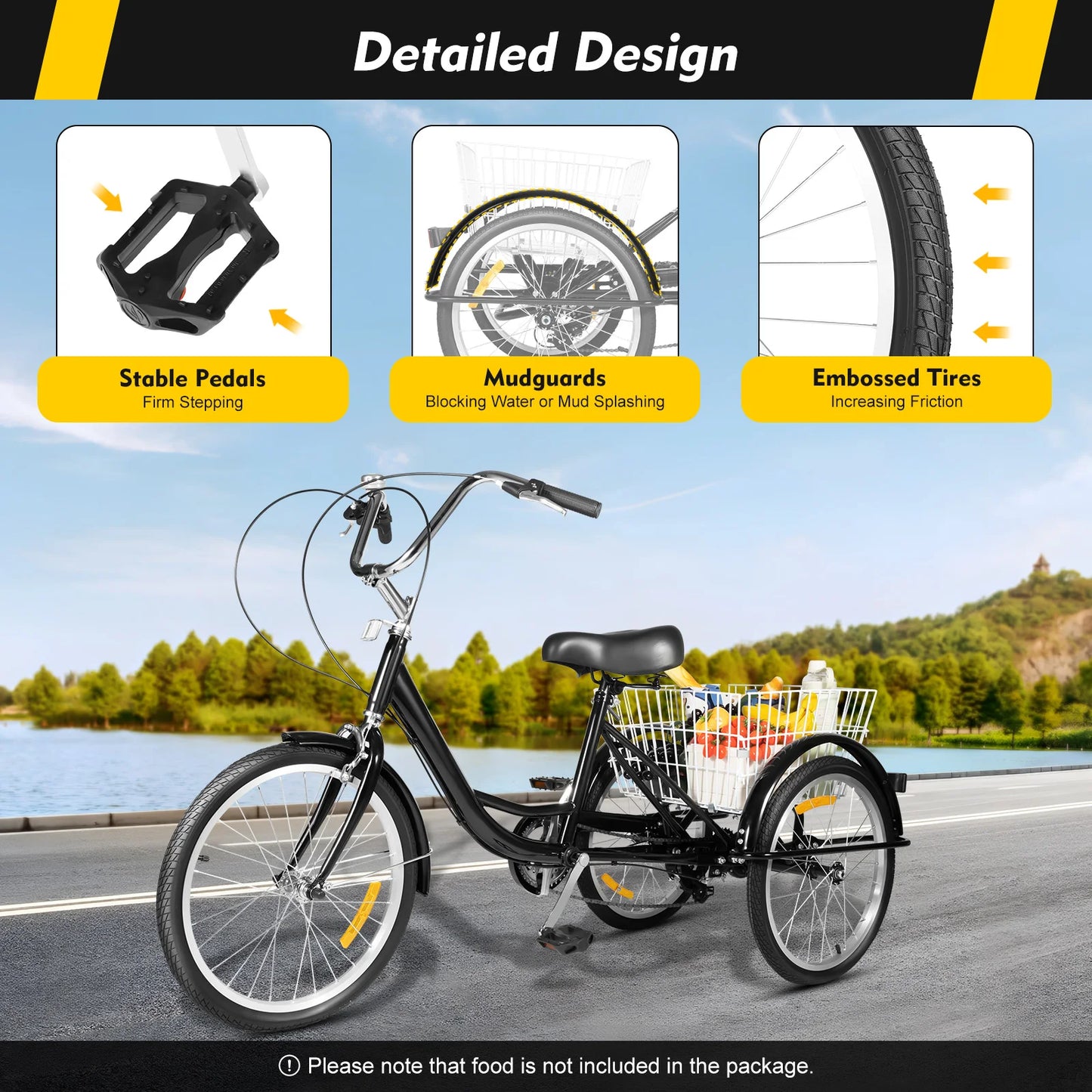Driewieler – Driewiel Fiets – Stabiliteitsfiets – Seniorfiets – 20 Inch – 8 Versnellingen – Groot Achtermandje