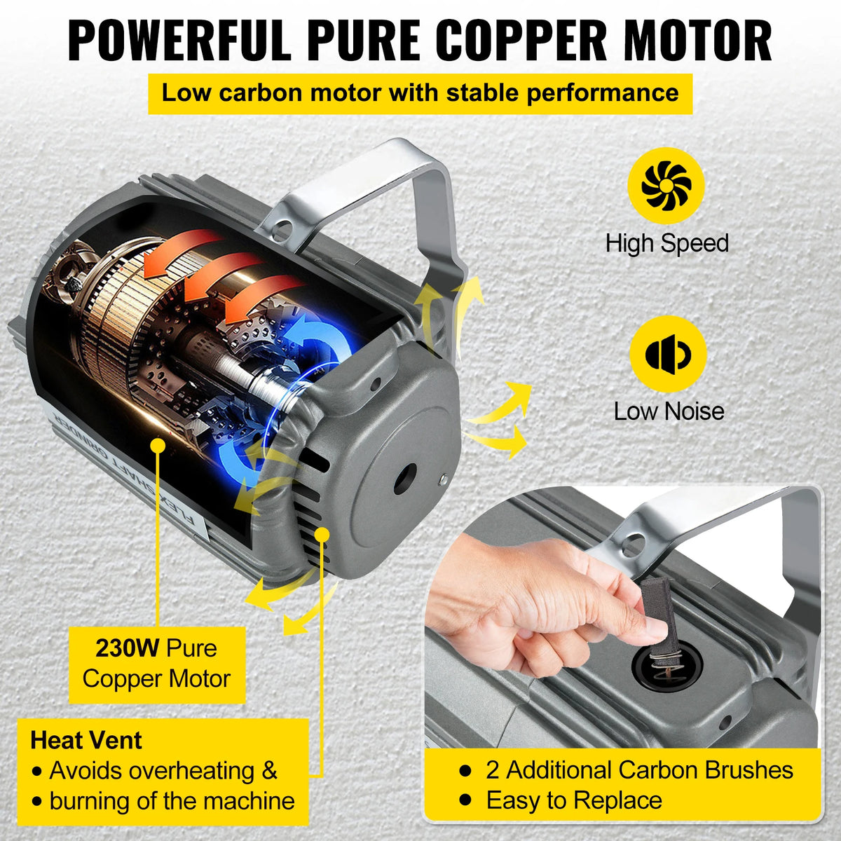 Flexible Shaft Mill - Rotary - Mini SR Flex Shaft Mill - 220V - 230W - 4mm Jaw - Foot Pedal - Jewelry Polisher - Rotary Stone Carving Tool - Gray
