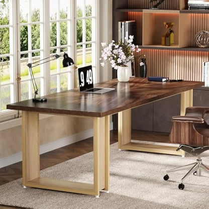 Bureau – Computerbureau – Werktafel – Bureautafel – Kantoormeubilair – Groot werkblad 200x60 cm – 2 Laden Voor Opbergruimte - QUORE