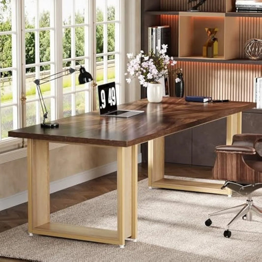 Bureau – Computerbureau – Werktafel – Bureautafel – Kantoormeubilair – Groot werkblad 200x60 cm – 2 Laden Voor Opbergruimte - QUORE