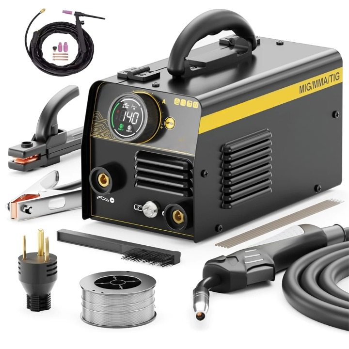 3 in 1 - Semi-automatisch Lasmachine - Lasmachine - Lasapparaat - Digitaal Inverterlassen - Draagbare MIG-lasser - met 17V Torch - AC 110V - 50/60Hz - MIG - MMA - Lift TIG - IGBT - Zwart