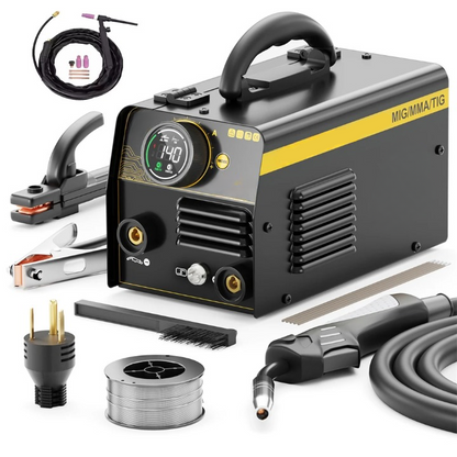 3 in 1 - Semi-automatisch Lasmachine - Lasmachine - Lasapparaat - Digitaal Inverterlassen - Draagbare MIG-lasser - met 17V Torch - AC 110V - 50/60Hz - MIG - MMA - Lift TIG - IGBT - Zwart