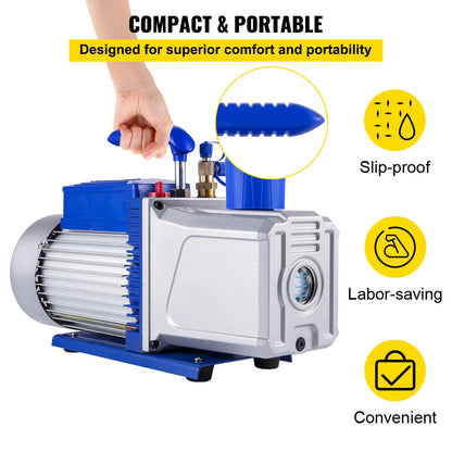 SucceBuy Vacuum Pump 10CFM 1HP Vane Pump 2 Stage HVAC Rotary Auto AC Refrigerant for Automobile Reparation Vacuum Evacuation