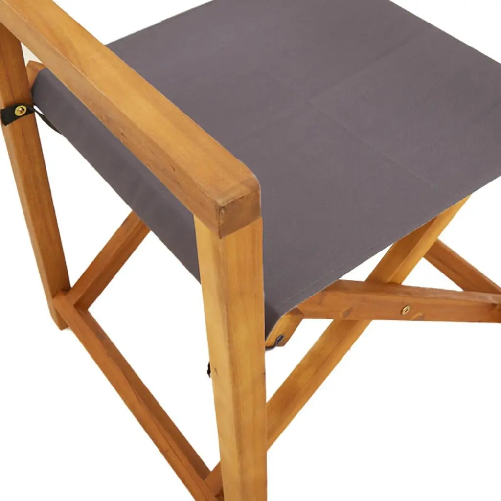 Tuinstoel – Set van 2 - Klapstoel – Vouwstoel – Campingstoel – Balkonstoel – Massief Acaciahout – Donkergrijze Polyesterstoel - 54 x 53.5 x 85.5 cm - Donkergrijs