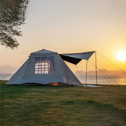 Dubbel-laagse Kampeertent - Tent - Pop up tent - Tenten - Waterdichte - Automatische Opzet – Twee Deuren – Ademend & UV-bescherming - Beige Wit