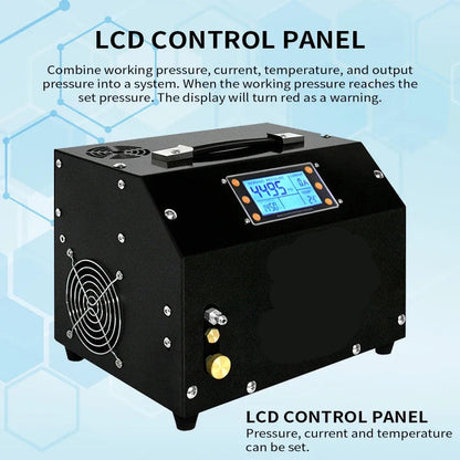 Luchtcompressor - Compressor - Luchtpomp - Airpress Compressor - 4500Psi - 300bar - PCP - LCD Display & Digitale Besturing - Ingebouwde Voedingsadapter - Geschikt voor Luchtgeweren en Scuba Duiken - 220V