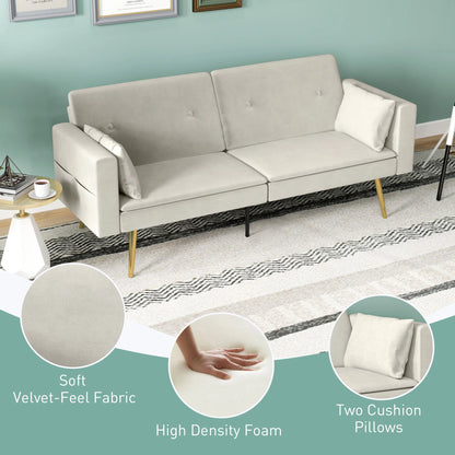 2-Zits Slaapbank – Bedbank – Slaapbankje – Sofa Bed – Compact Formaat – Verstelbare Rugleuning – Velvet Materiaal
