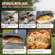 Vevor - Portable Pizza Oven - 540mm x 410mm - Gas Wood Pellet - Food Grade Stainless Steel - 101Lb Fuel Tray Capacity - Black