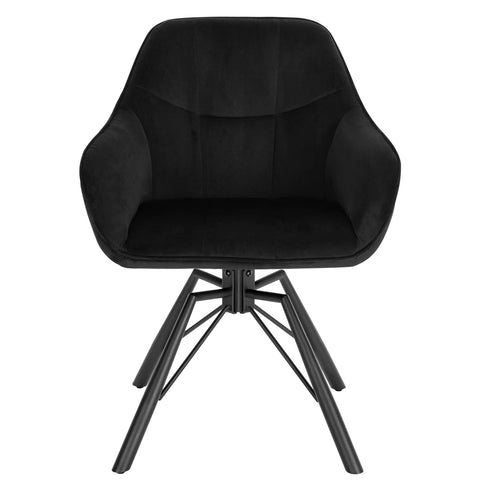 Chair - Dining Chair - Swivel Dining Chair - Ergonomic - Dining Chair with Armrests - Comfortable - Upholstered Kitchen Chair - Velvet Seat - 360° Rotation - Modern Design - 58.5x54.5x82.5cm - Black Velvet