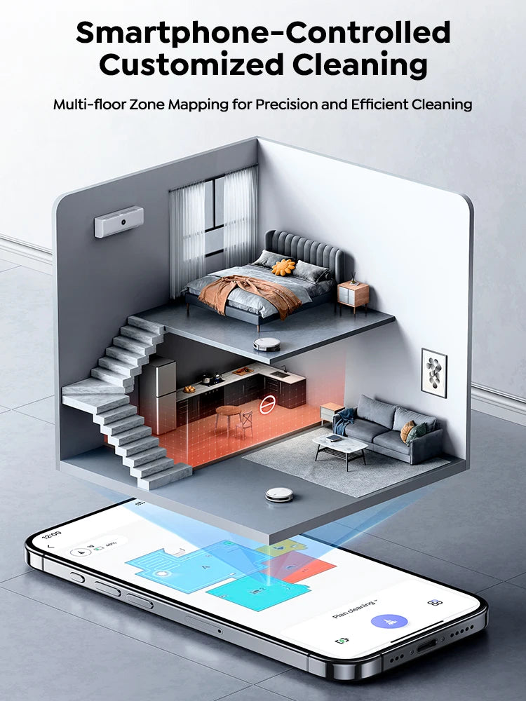 Robotstofzuiger - Stofzuiger - Dweilrobot - Vacuum Cleaner - Robotstofzuiger met Dweilfunctie - 6500PA – LiDAR Navigatie – Slimme Appbediening en Geplande Reiniging