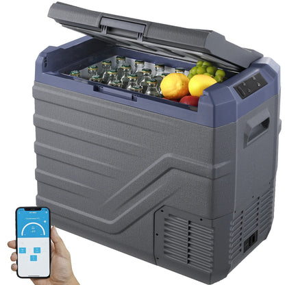 Mini koelkast - Auto Koelkast - Mini Fridge - Frigo - Draagbare Compressor Koelbox - Elektrische Vriesbox - 12/24V DC - 100-240V AC - 750W ± 15% - ≤ 45dB - 45L - 61.8 x 37.6 x 51.4 cm - Grijs