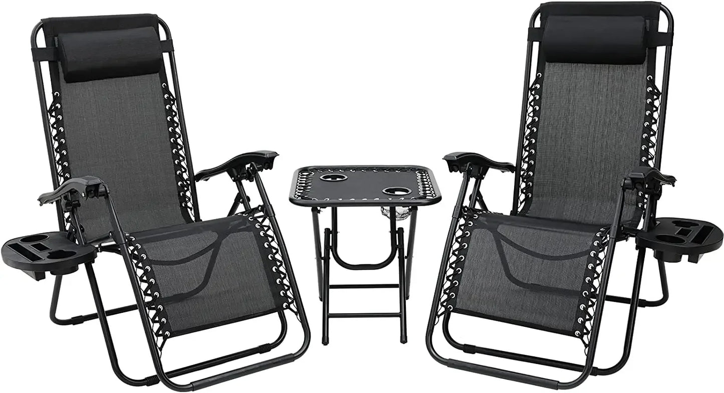 Ligstoel - Tuinstoel - Ligstoel Tuin - Verstelbare Tuinstoel - Standenstoel - Set van 2 - Opvouwbare - Zero Gravity Stoelen –  Set voor Binnen & Buiten Zwart