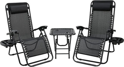 Ligstoel - Tuinstoel - Ligstoel Tuin - Verstelbare Tuinstoel - Standenstoel - Set van 2 - Opvouwbare - Zero Gravity Stoelen –  Set voor Binnen & Buiten Zwart