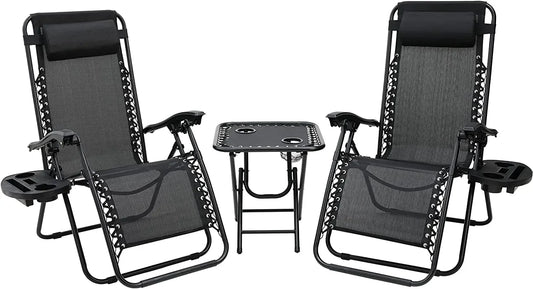 Ligstoel - Tuinstoel - Ligstoel Tuin - Verstelbare Tuinstoel - Standenstoel - Set van 2 - Opvouwbare - Zero Gravity Stoelen –  Set voor Binnen & Buiten Zwart