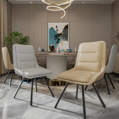 Eetkamerstoelen – Draaistoelen – Stoelen Met Hoge Rugleuning – Moderne Eetkamerstoelen – 360° Draaibaar – Synthetisch Lederen Bekleding – Eucalyptus Houten Frame