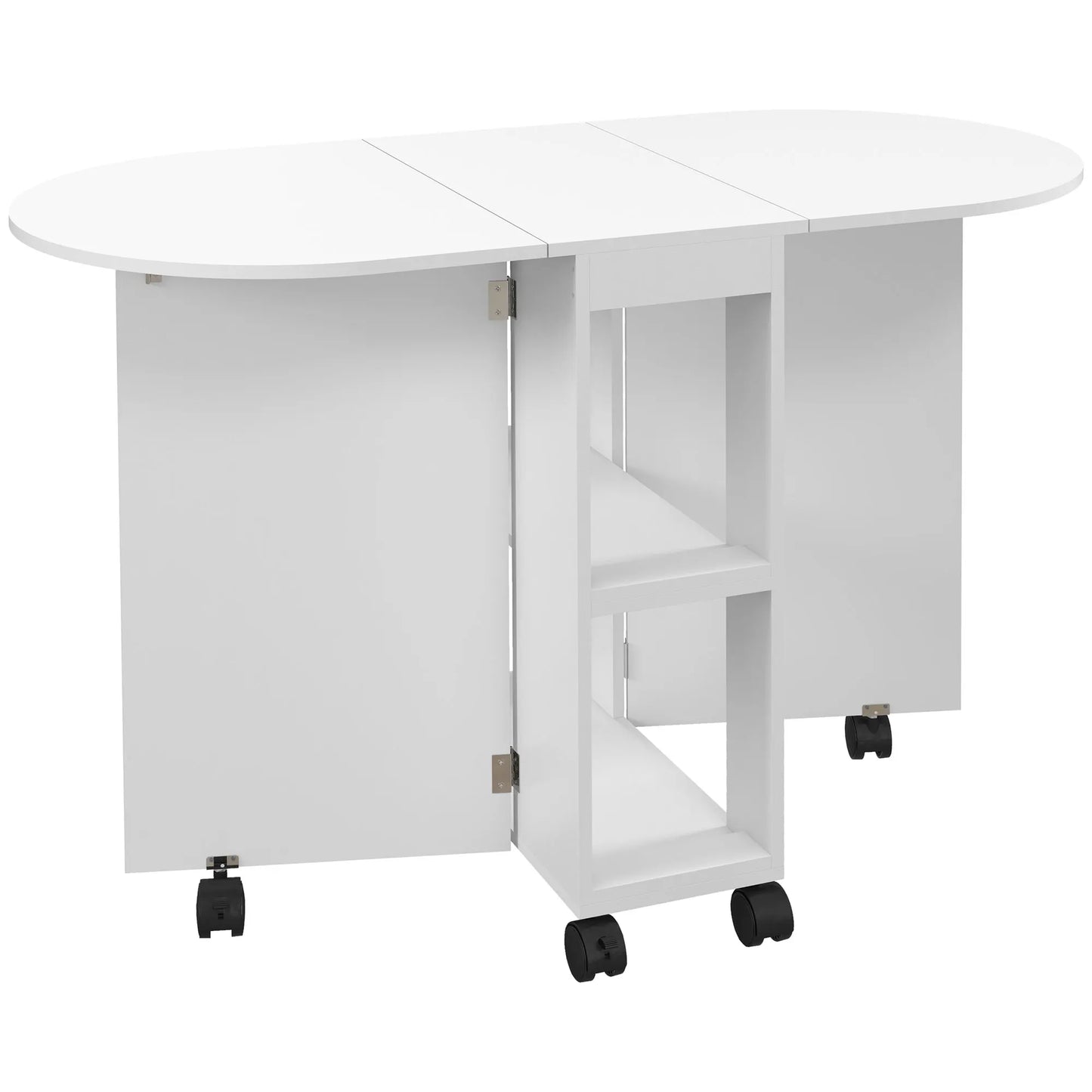 Opvouwbare Eettafel – Uitschuifbare Tafel – Compacte Tafel – Ruimtebesparende Tafel – Wieltjes Met Rem – Melamine Afwerking