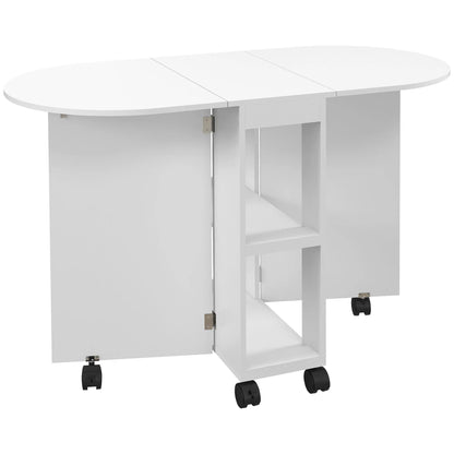 Opvouwbare Eettafel – Uitschuifbare Tafel – Compacte Tafel – Ruimtebesparende Tafel – Wieltjes Met Rem – Melamine Afwerking