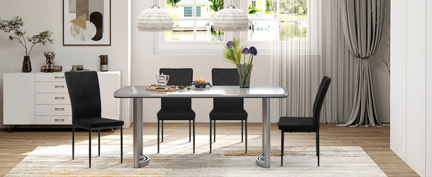 Chair - Dining Room Chairs - Set of 4 Velvet Dining Room Chairs - Ergonomic - Metal Legs - High Backrest - Comfortable &amp; Stable - For Kitchen - Dining Room - 42x94.5x 59cm - Black Velvet